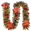 2.7M Christmas Garland with LED Lights Luxury Rattan Wreath Fireplace Stair Decoration