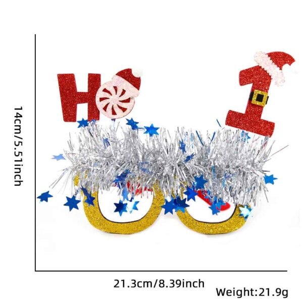 Christmas Party Glasses Novelty Glitter Frames Santa Reindeer Snowman Photo Props