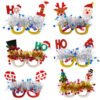 Christmas Party Glasses Novelty Glitter Frames Santa Reindeer Snowman Photo Props