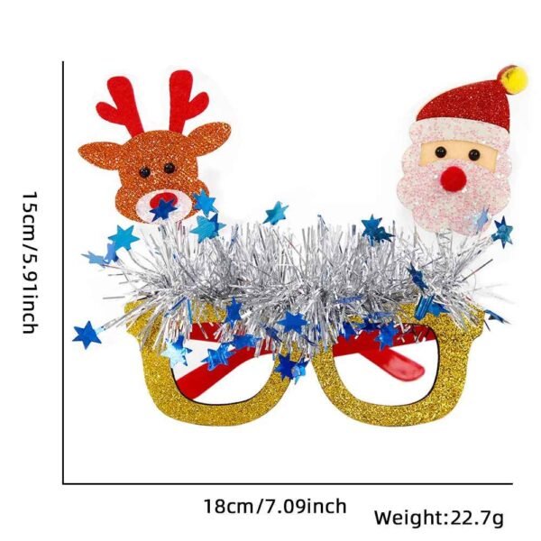 Christmas Party Glasses Novelty Glitter Frames Santa Reindeer Snowman Photo Props