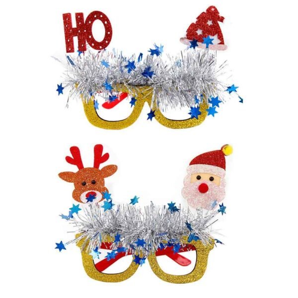 Christmas Party Glasses Novelty Glitter Frames Santa Reindeer Snowman Photo Props