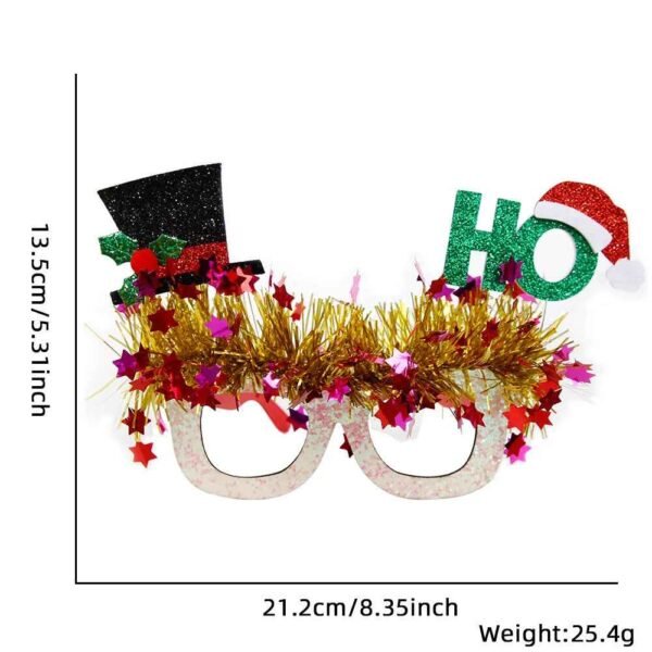 Christmas Party Glasses Novelty Glitter Frames Santa Reindeer Snowman Photo Props