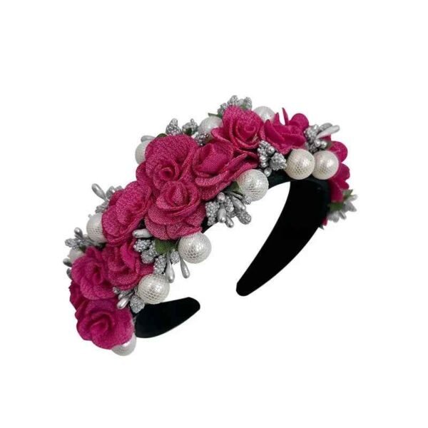 Baroque Pearl Rose Headband Luxury Fabric Flower Hair Band Wedding Party Accessory