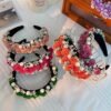 Baroque Pearl Rose Headband Luxury Fabric Flower Hair Band Wedding Party Accessory