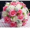 Artificial Rose Wedding Bouquet 24 Heads Romantic Bridal Hand Holding Flowers 26cm