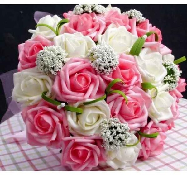Artificial Rose Wedding Bouquet 24 Heads Romantic Bridal Hand Holding Flowers 26cm