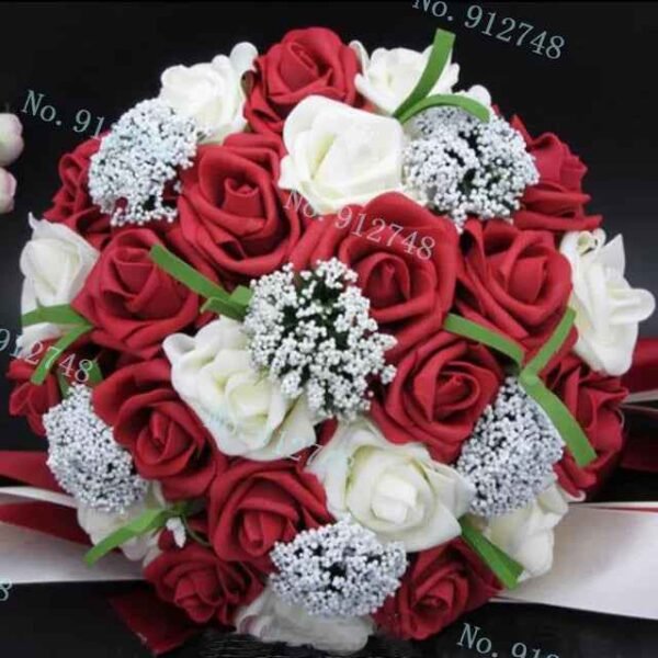 Artificial Rose Wedding Bouquet 24 Heads Romantic Bridal Hand Holding Flowers 26cm