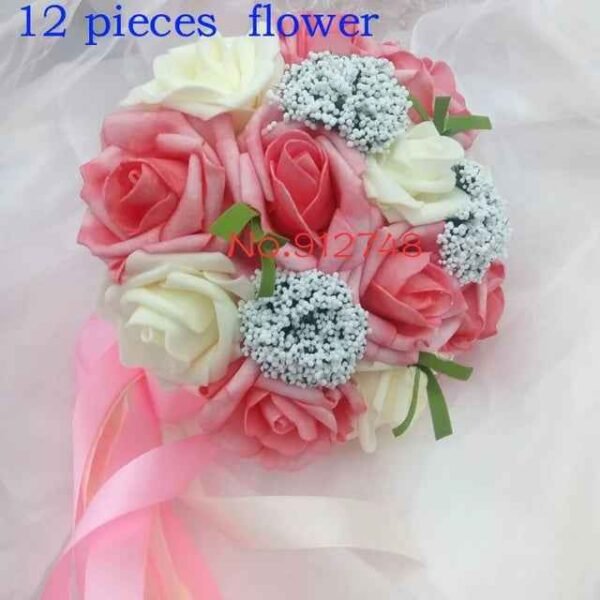Artificial Rose Wedding Bouquet 24 Heads Romantic Bridal Hand Holding Flowers 26cm