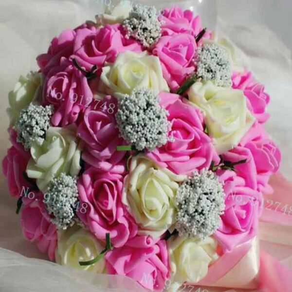 Artificial Rose Wedding Bouquet 24 Heads Romantic Bridal Hand Holding Flowers 26cm