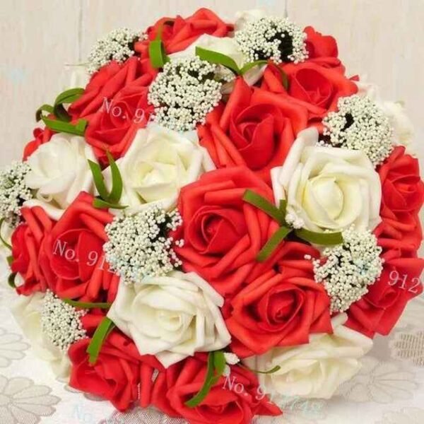 Artificial Rose Wedding Bouquet 24 Heads Romantic Bridal Hand Holding Flowers 26cm