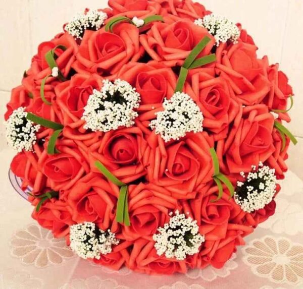 Artificial Rose Wedding Bouquet 24 Heads Romantic Bridal Hand Holding Flowers 26cm