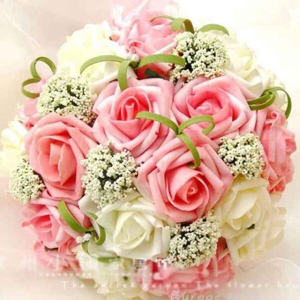 Artificial Rose Wedding Bouquet 24 Heads Romantic Bridal Hand Holding Flowers 26cm