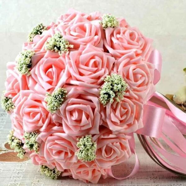 Artificial Rose Wedding Bouquet 24 Heads Romantic Bridal Hand Holding Flowers 26cm