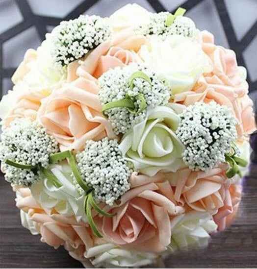 Artificial Rose Wedding Bouquet 24 Heads Romantic Bridal Hand Holding Flowers 26cm