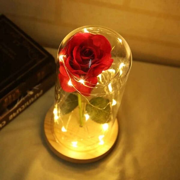 LED Enchanted Rose in Glass Dome Light Up Artificial Flower Gift Valentine Anniversary