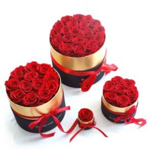 Luxury Preserved Rose Gift Box Forever Real Flowers Valentine Anniversary Hat Box