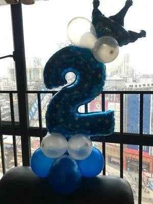 DIY Number Balloon Tower Kit with Crown Large Foil Age Birthday Party Decoration Boy Girl