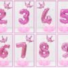 DIY Number Balloon Tower Kit with Crown Large Foil Age Birthday Party Decoration Boy Girl