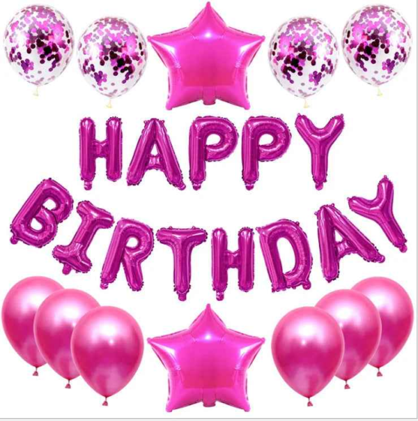 Happy Birthday Balloon Banner Set 25pcs Foil Letters Confetti Stars Party Kit