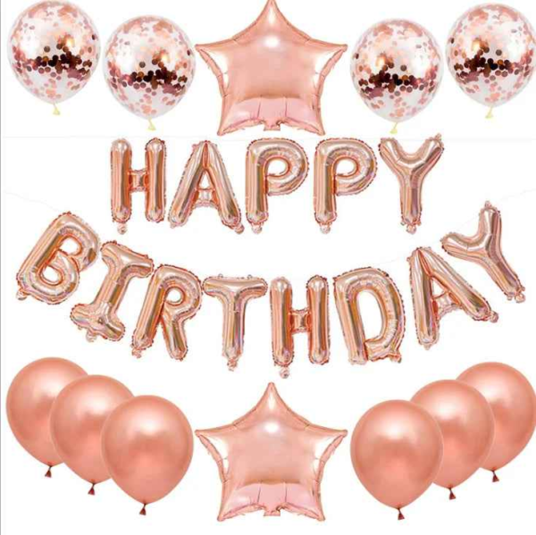 Happy Birthday Balloon Banner Set 25pcs Foil Letters Confetti Stars Party Kit
