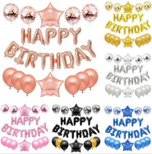 Happy Birthday Balloon Banner Set 25pcs Foil Letters Confetti Stars Party Kit