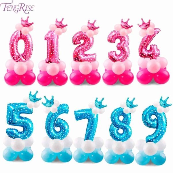 17pcs Birthday Number Balloon Set 32 Inch Foil Helium Decor Boy Girl