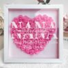 Personalized Flower Shadow Box Gift for Mum Custom Names Rose Frame Mothers Day Present