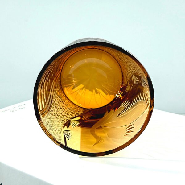 Edo Kiriko Handcrafted Pine & Crane Crystal Whisky Glass