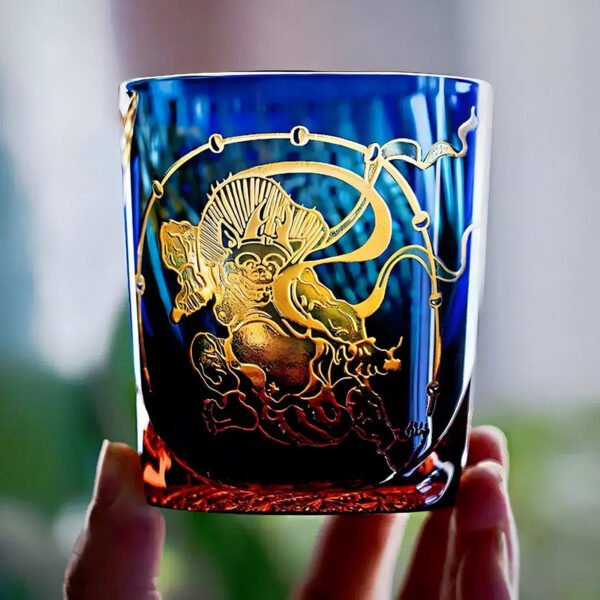 Edo Kiriko Handcrafted Raijin Whisky Glass