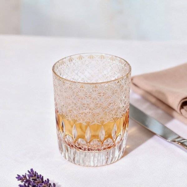 Edo Kiriko Handcrafted Sunset-Toned Crystal Glass