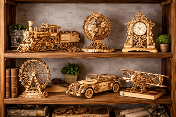 3D Wooden Vintage Car Puzzle – DIY Assembly Model Kit