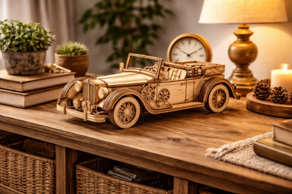 3D Wooden Vintage Car Puzzle – DIY Assembly Model Kit