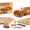3D Wooden Vintage Car Puzzle – DIY Assembly Model Kit