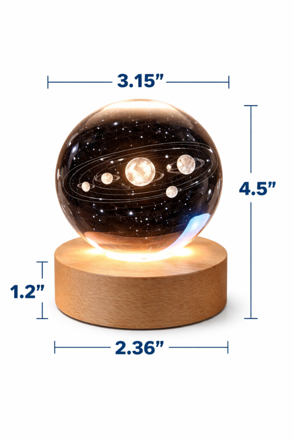 3D Crystal Ball Solar System Globe – LED Astronomy Planet Decoration