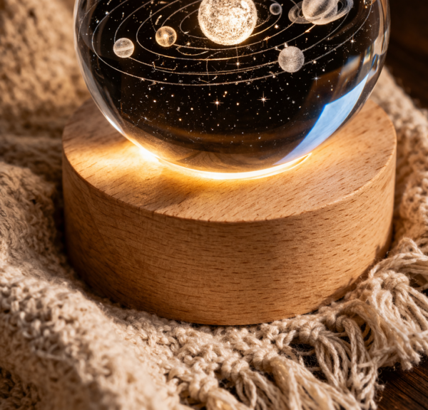 3D Crystal Ball Solar System Globe – LED Astronomy Planet Decoration