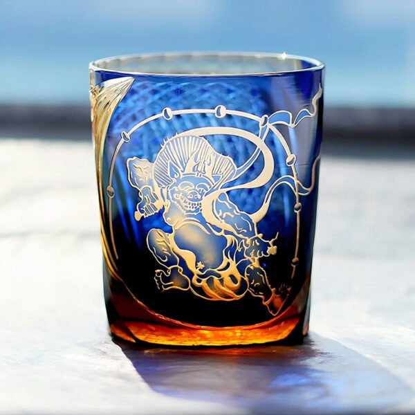 Edo Kiriko Handcrafted Raijin Whisky Glass