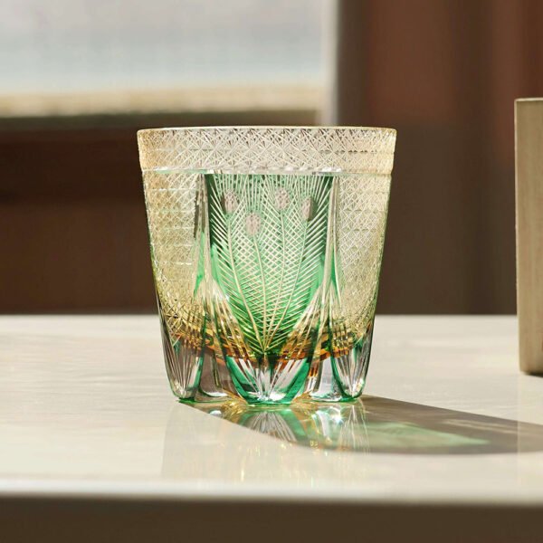 Edo Kiriko Handcrafted Peacock Motif Whisky Glass