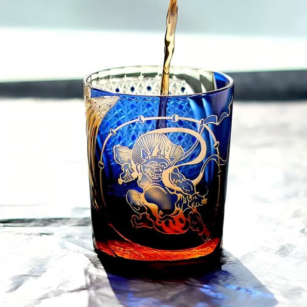 Edo Kiriko Handcrafted Raijin Whisky Glass