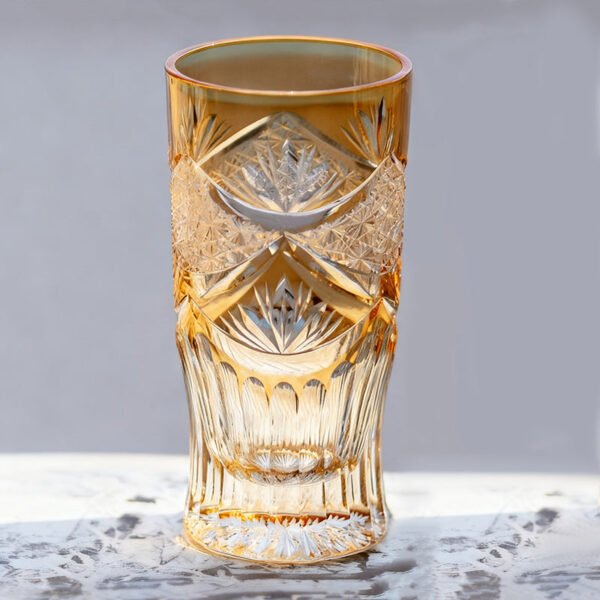 Edo Kiriko Handcrafted Sunset-Toned Crystal Glass