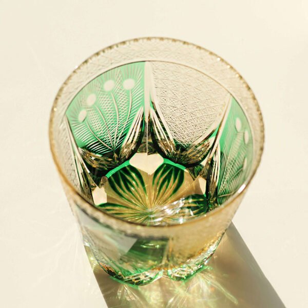 Edo Kiriko Handcrafted Peacock Motif Whisky Glass