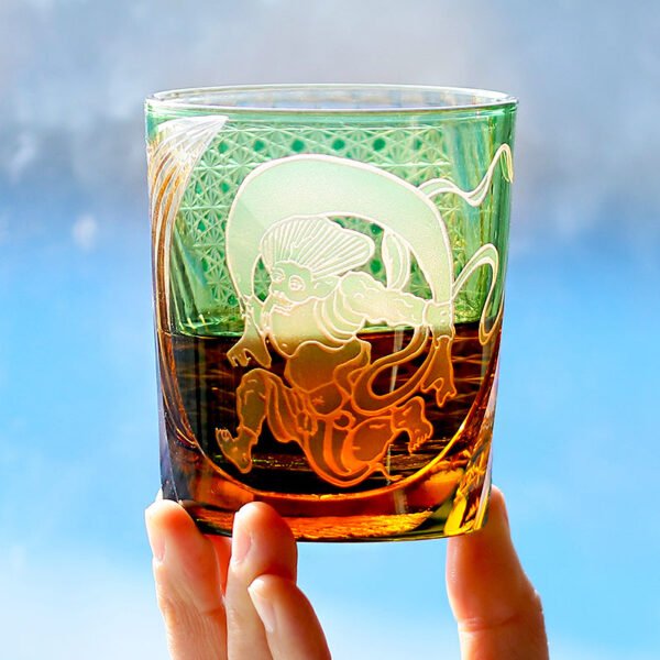 Edo Kiriko Handcrafted Raijin Whisky Glass