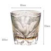 Edo Kiriko Handcrafted Peacock Pattern Whisky Glass Gray Phoenix