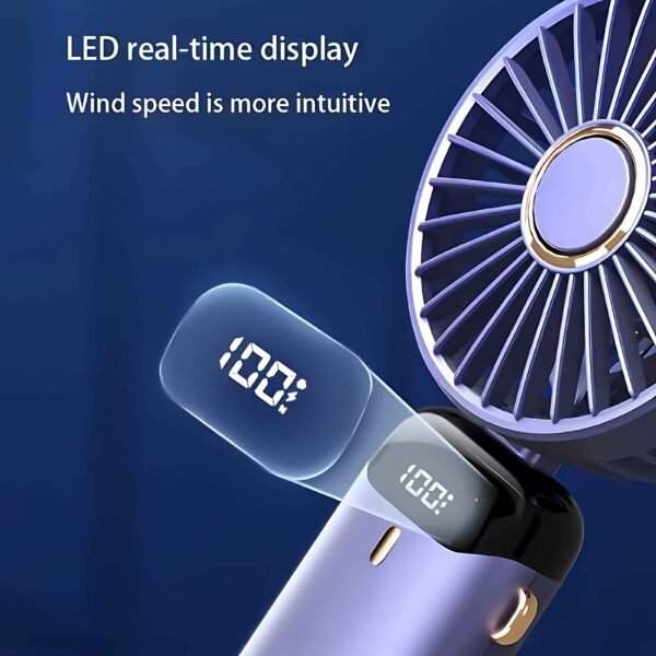 USB Rechargeable Mini Fan – 6 Speed with Smart LED Display