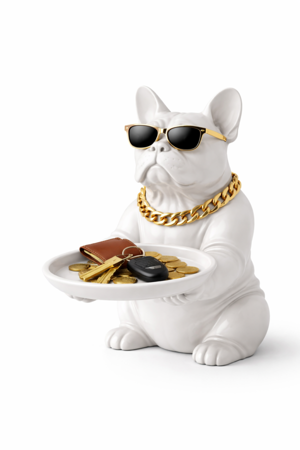 Bulldog Dog Figurine Key Storage Box – Resin Home Decor Statue