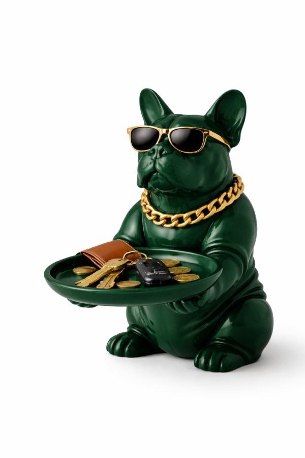 Bulldog Dog Figurine Key Storage Box – Resin Home Decor Statue