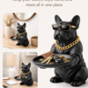 Bulldog Dog Figurine Key Storage Box – Resin Home Decor Statue