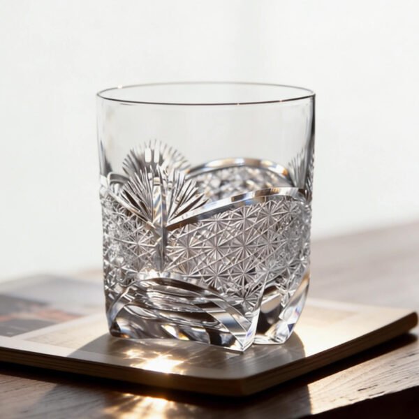Edo Kiriko Handcrafted Takeha & Chrysanthemum Whisky Glass