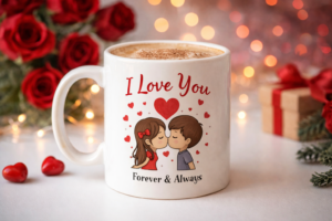 Love Message Ceramic Coffee Mug – Romantic Couple Gift Cup