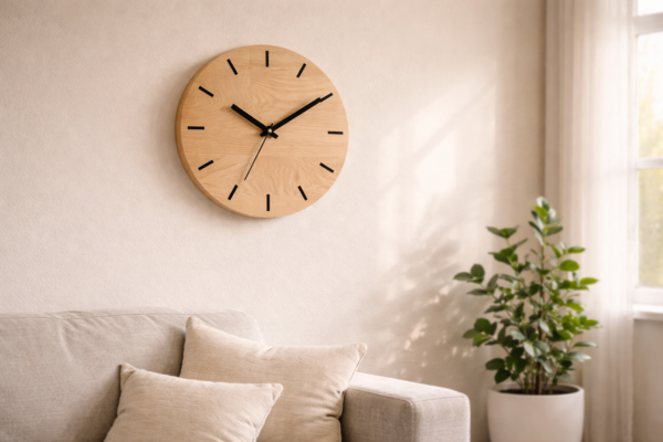 Minimalist Wooden Wall Clock – Natural Wood Texture Silent Clock