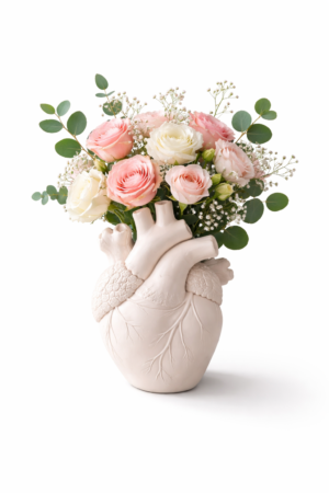 Nordic Anatomical Heart Vase – Resin Decorative Flower Pot for Tabletop